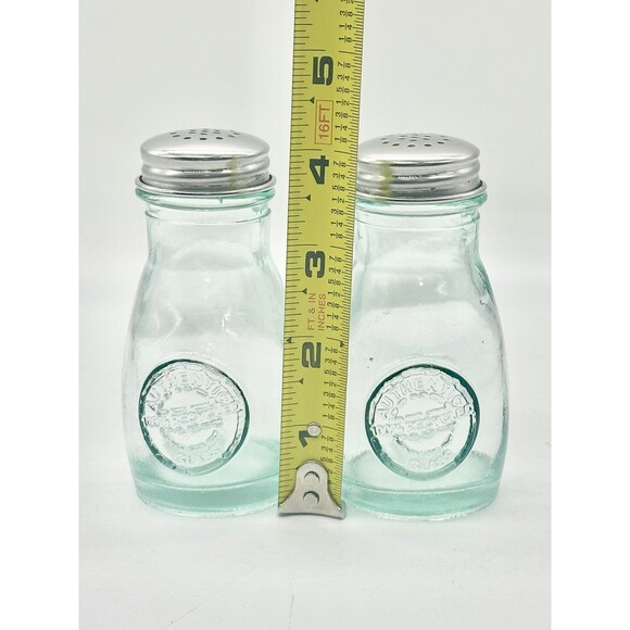 Vidrios San Miguel 100% Recycled Authentic Glass Salt Pepper Shakers Green 4 Oz - Picture 8 of 10